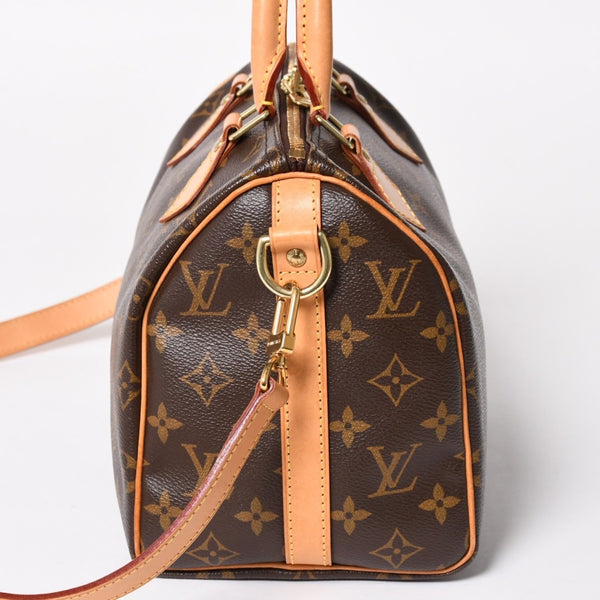 Very Good Condition LOUIS VUITTON Speedy 25 Handbag M41528 Monogram PVC Leather Brown Gold Hardware Used 4a004341