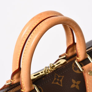 Very Good Condition LOUIS VUITTON Speedy 25 Handbag M41528 Monogram PVC Leather Brown Gold Hardware Used 4a004341