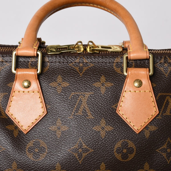 Very Good Condition LOUIS VUITTON Speedy 25 Handbag M41528 Monogram PVC Leather Brown Gold Hardware Used 4a004341