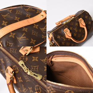 Very Good Condition LOUIS VUITTON Speedy 25 Handbag M41528 Monogram PVC Leather Brown Gold Hardware Used 4a004341
