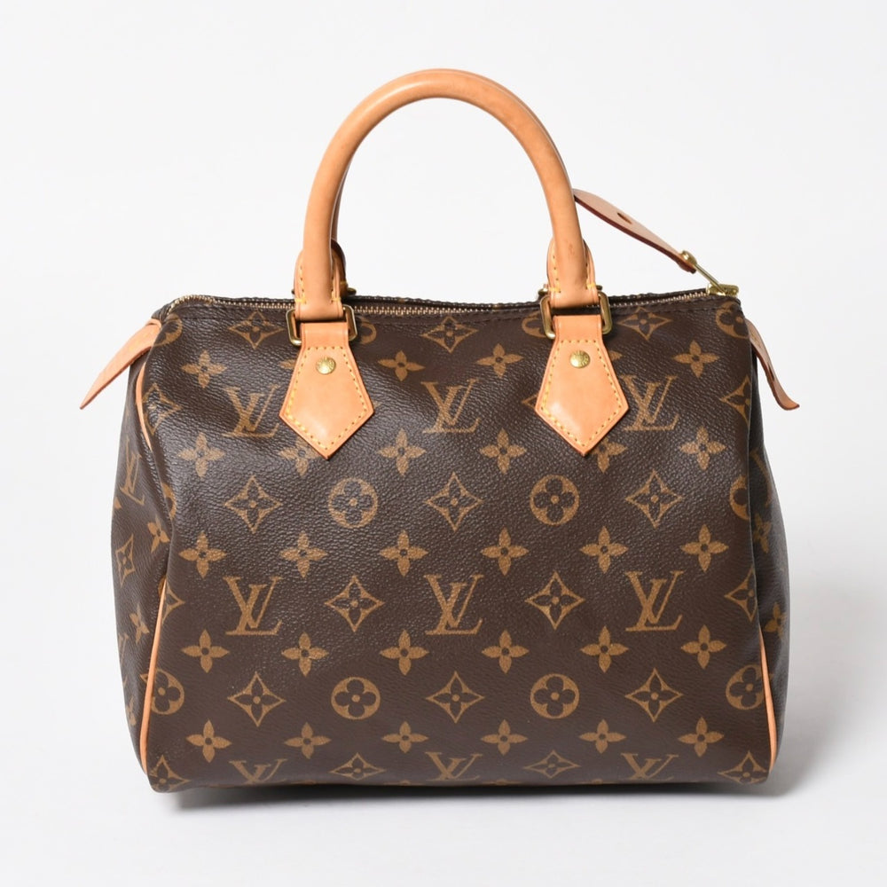 Very Good Condition LOUIS VUITTON Speedy 25 Handbag M41528 Monogram PVC Leather Brown Gold Hardware Used 4a004906