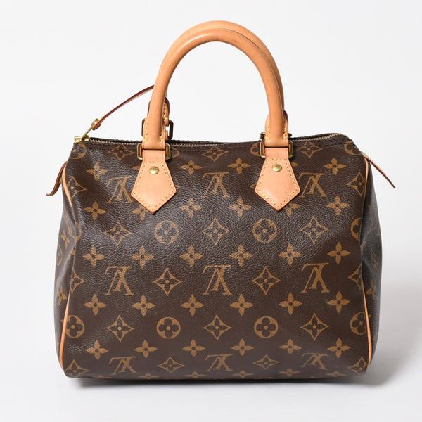 Very Good Condition LOUIS VUITTON Speedy 25 Handbag M41528 Monogram PVC Leather Brown Gold Hardware Used 4a004906