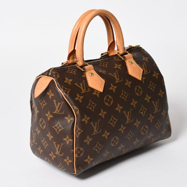 Very Good Condition LOUIS VUITTON Speedy 25 Handbag M41528 Monogram PVC Leather Brown Gold Hardware Used 4a004906