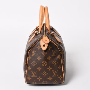 Very Good Condition LOUIS VUITTON Speedy 25 Handbag M41528 Monogram PVC Leather Brown Gold Hardware Used 4a004906