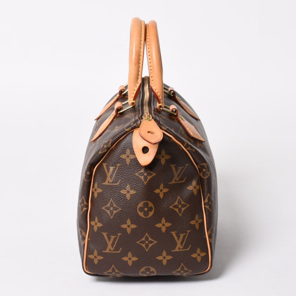 Very Good Condition LOUIS VUITTON Speedy 25 Handbag M41528 Monogram PVC Leather Brown Gold Hardware Used 4a004906