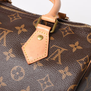 Very Good Condition LOUIS VUITTON Speedy 25 Handbag M41528 Monogram PVC Leather Brown Gold Hardware Used 4a004906