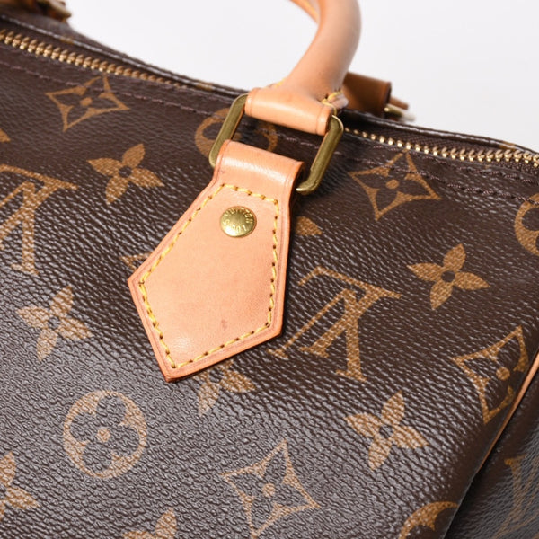 Very Good Condition LOUIS VUITTON Speedy 25 Handbag M41528 Monogram PVC Leather Brown Gold Hardware Used 4a004906