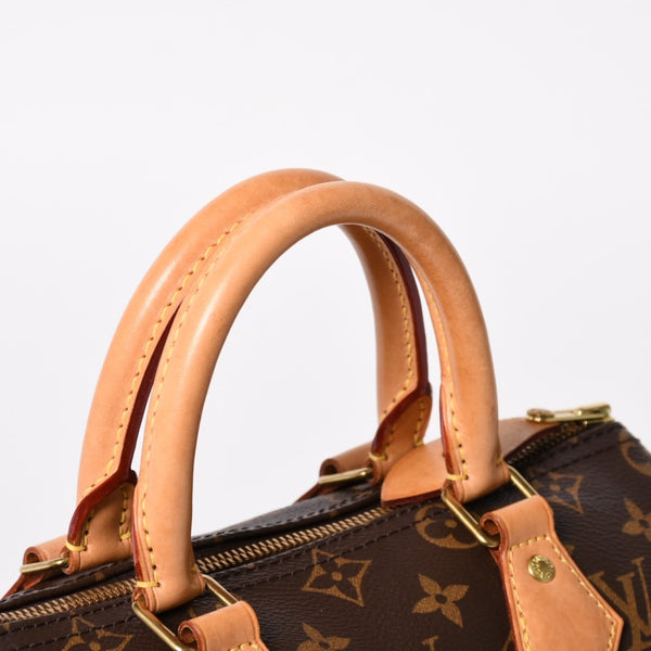 Very Good Condition LOUIS VUITTON Speedy 25 Handbag M41528 Monogram PVC Leather Brown Gold Hardware Used 4a004906