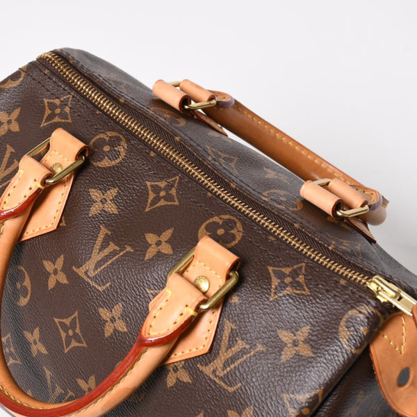 Very Good Condition LOUIS VUITTON Speedy 25 Handbag M41528 Monogram PVC Leather Brown Gold Hardware Used 4a004906