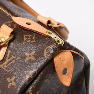 Very Good Condition LOUIS VUITTON Speedy 25 Handbag M41528 Monogram PVC Leather Brown Gold Hardware Used 4a004906