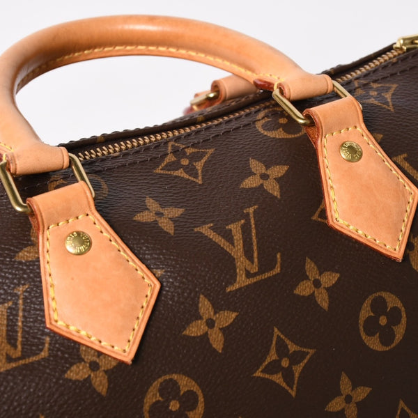 Very Good Condition LOUIS VUITTON Speedy 25 Handbag M41528 Monogram PVC Leather Brown Gold Hardware Used 4a004906