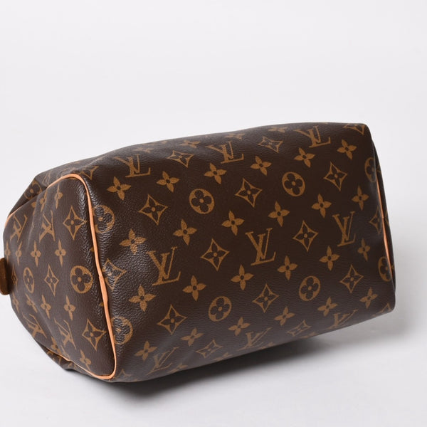 Very Good Condition LOUIS VUITTON Speedy 25 Handbag M41528 Monogram PVC Leather Brown Gold Hardware Used 4a004906