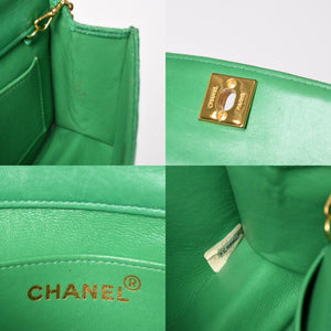CHANEL シャネル キルティングリネン Sフラップ ミニフラップバッグ 2番台 グリーン ゴールド金具 美品 中古 4a004914