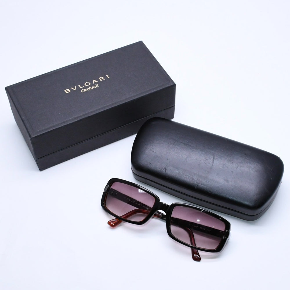 極美品 BVLGARI ブルガリ Sunglasses サングラス アイウェア ブラウン ブラック シルバー金具 56◻︎19 130 中古 4a004928