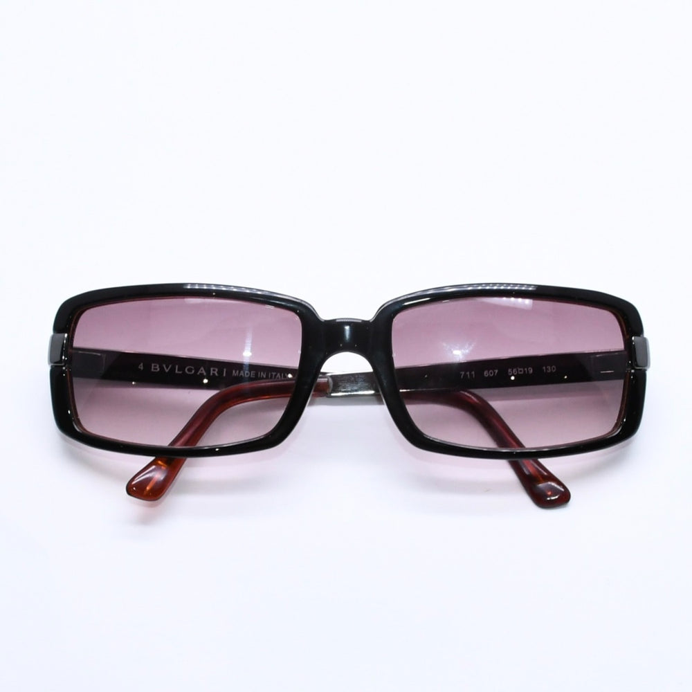 極美品 BVLGARI ブルガリ Sunglasses サングラス アイウェア ブラウン ブラック シルバー金具 56◻︎19 130 中古 4a004928