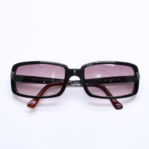 極美品 BVLGARI ブルガリ Sunglasses サングラス アイウェア ブラウン ブラック シルバー金具 56◻︎19 130 中古 4a004928