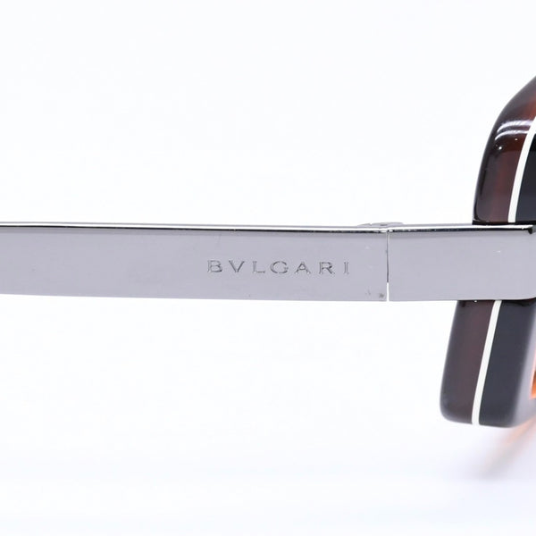 極美品 BVLGARI ブルガリ Sunglasses サングラス アイウェア ブラウン ブラック シルバー金具 56◻︎19 130 中古 4a004928
