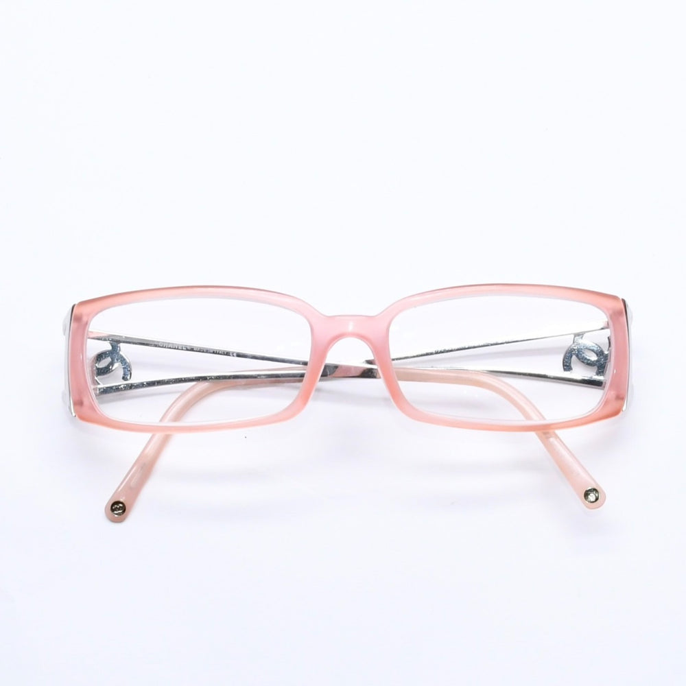 CHANEL シャネル 眼鏡 メガネ アイウェア ココマーク シルバーテンプル BC1950650 ピンク シルバー金具 美品 中古 4a004925