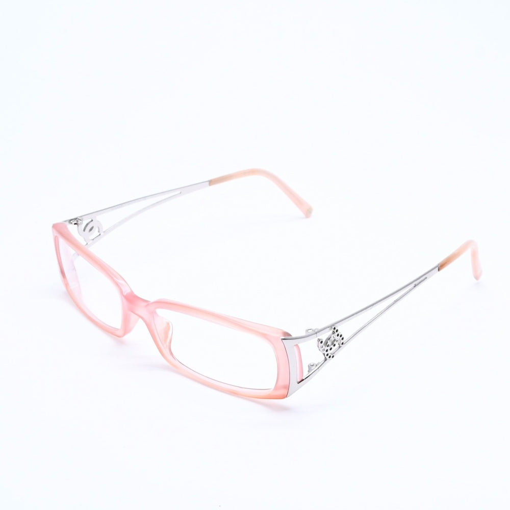 CHANEL シャネル 眼鏡 メガネ アイウェア ココマーク シルバーテンプル BC1950650 ピンク シルバー金具 美品 中古 4a004925