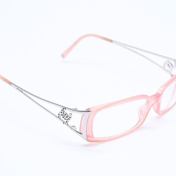 CHANEL Glasses Eyewear Coco Mark Silver Temple BC1950650 Pink Silver Hardware Good Condition Used 4a004925