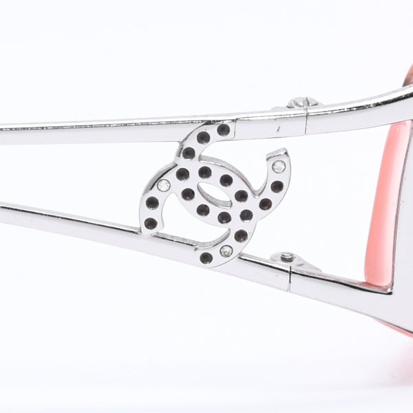 CHANEL Glasses Eyewear Coco Mark Silver Temple BC1950650 Pink Silver Hardware Good Condition Used 4a004925