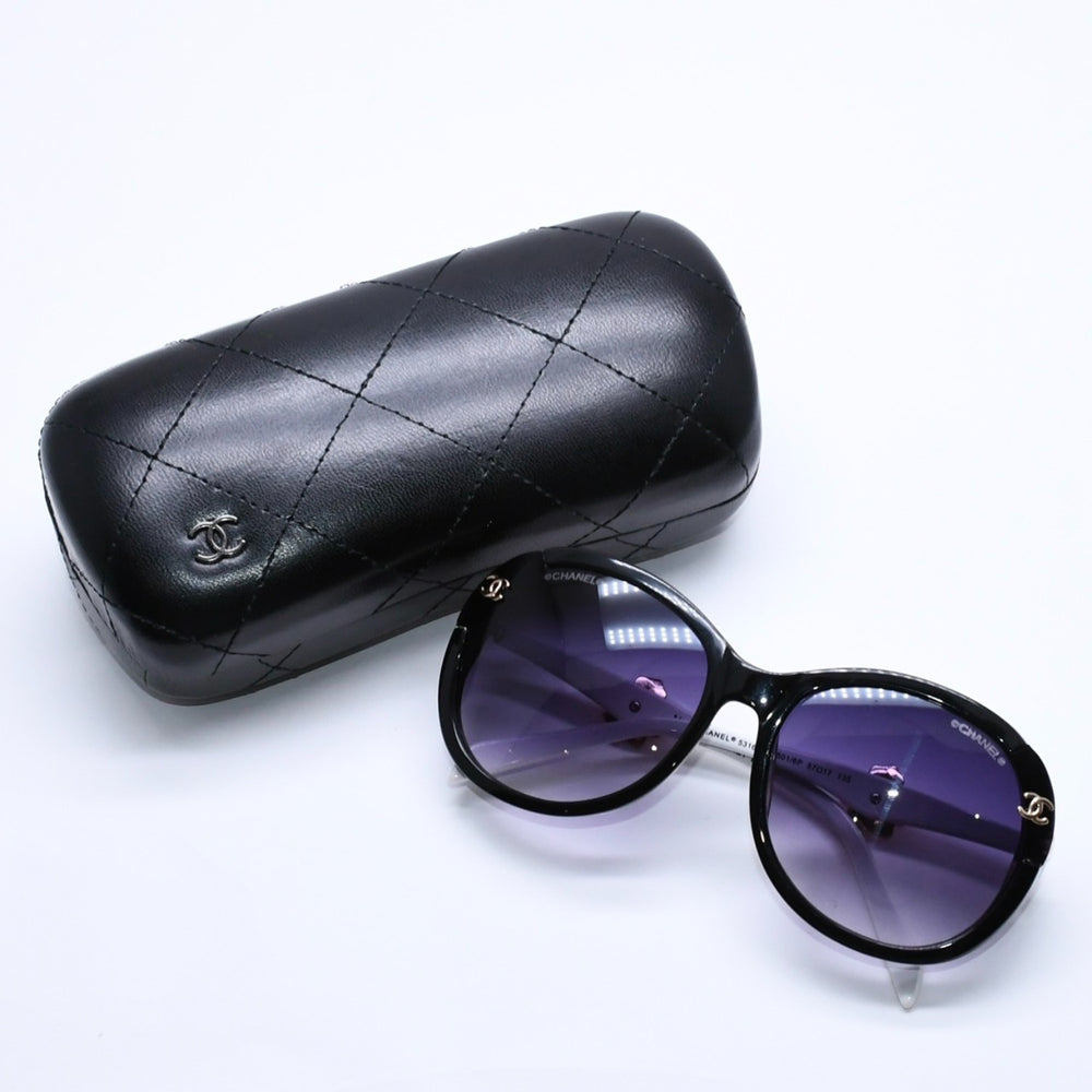 CHANEL シャネル サングラス アイウェア ココマーク 5316-B 57◻︎17 135 ラインストーン カメリア ホワイト ブラック 美品 中古 4a004917