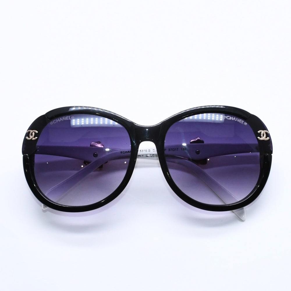 CHANEL シャネル サングラス アイウェア ココマーク 5316-B 57◻︎17 135 ラインストーン カメリア ホワイト ブラック 美品 中古 4a004917