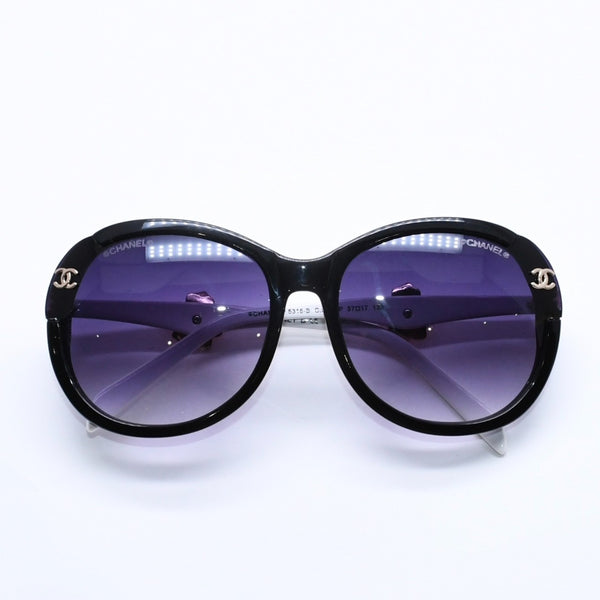 CHANEL sunglasses, eyewear, Coco Mark, 5316-B 57◻17 135 Rhinestone Camellia White Black Excellent Condition Used 4a004917