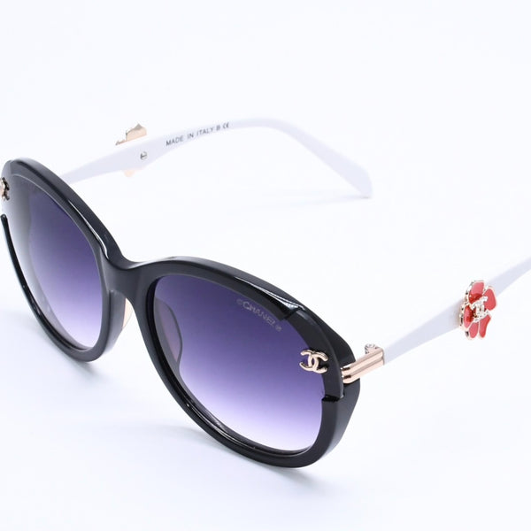 CHANEL sunglasses, eyewear, Coco Mark, 5316-B 57◻17 135 Rhinestone Camellia White Black Excellent Condition Used 4a004917