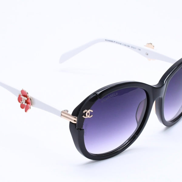 CHANEL sunglasses, eyewear, Coco Mark, 5316-B 57◻17 135 Rhinestone Camellia White Black Excellent Condition Used 4a004917
