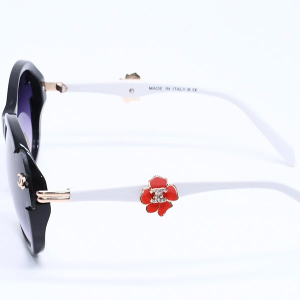 CHANEL sunglasses, eyewear, Coco Mark, 5316-B 57◻17 135 Rhinestone Camellia White Black Excellent Condition Used 4a004917