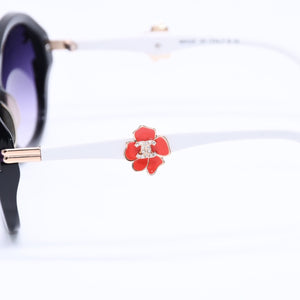CHANEL sunglasses, eyewear, Coco Mark, 5316-B 57◻17 135 Rhinestone Camellia White Black Excellent Condition Used 4a004917