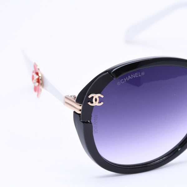 CHANEL sunglasses, eyewear, Coco Mark, 5316-B 57◻17 135 Rhinestone Camellia White Black Excellent Condition Used 4a004917