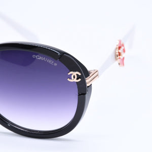 CHANEL sunglasses, eyewear, Coco Mark, 5316-B 57◻17 135 Rhinestone Camellia White Black Excellent Condition Used 4a004917