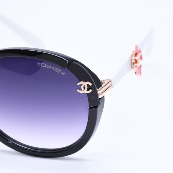 CHANEL sunglasses, eyewear, Coco Mark, 5316-B 57◻17 135 Rhinestone Camellia White Black Excellent Condition Used 4a004917