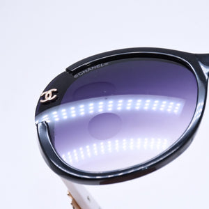 CHANEL sunglasses, eyewear, Coco Mark, 5316-B 57◻17 135 Rhinestone Camellia White Black Excellent Condition Used 4a004917