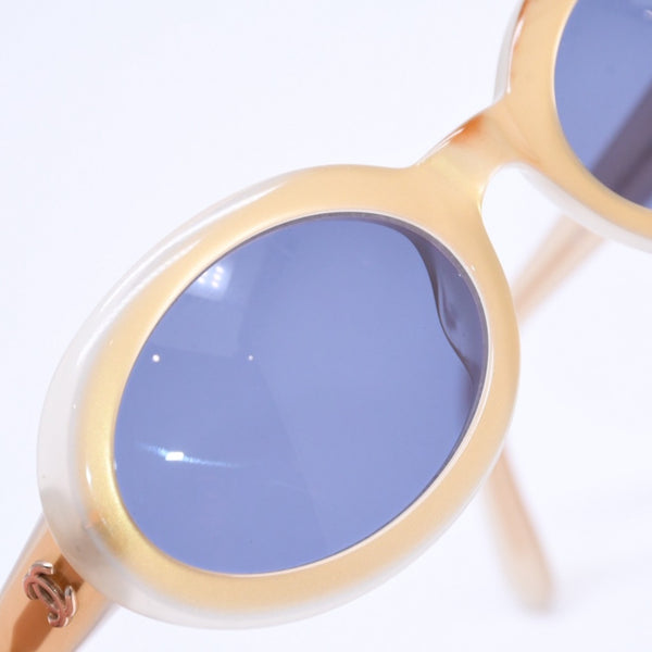 CHANEL Sunglasses Eyewear Coco Mark Beige Gold Hardware Acetate 07801 Good Condition Used 4a004921