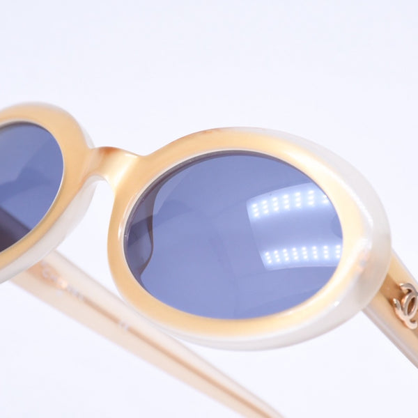 CHANEL Sunglasses Eyewear Coco Mark Beige Gold Hardware Acetate 07801 Good Condition Used 4a004921