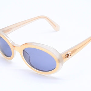CHANEL Sunglasses Eyewear Coco Mark Beige Gold Hardware Acetate 07801 Good Condition Used 4a004921