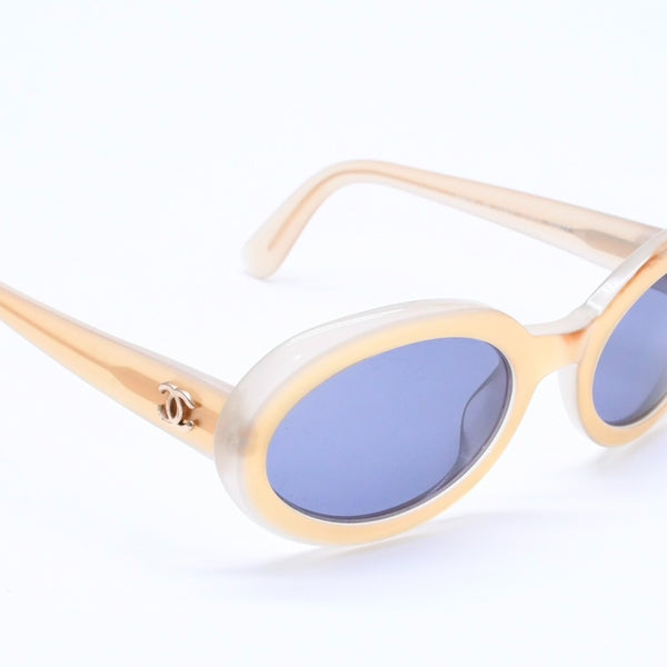 CHANEL Sunglasses Eyewear Coco Mark Beige Gold Hardware Acetate 07801 Good Condition Used 4a004921