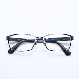 PRADA プラダ 眼鏡 メガネ アイウェア ブラックテンプル クリアレンズ サイドロゴ VPR 50S 56◻︎16 美品 中古 4a004923