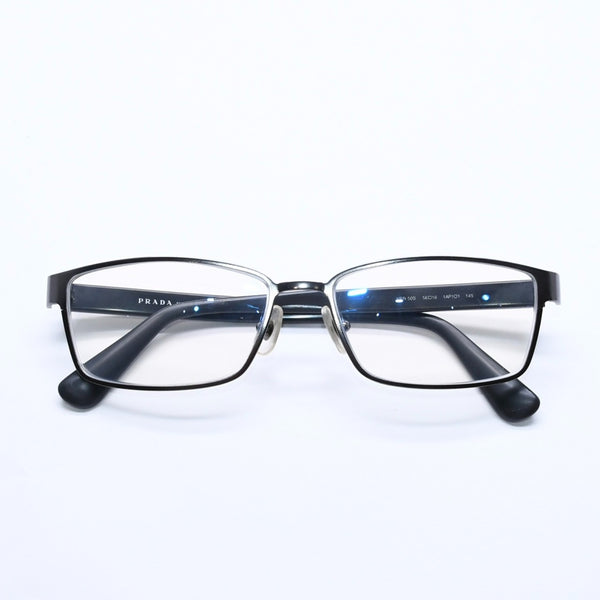 PRADA プラダ 眼鏡 メガネ アイウェア ブラックテンプル クリアレンズ サイドロゴ VPR 50S 56◻︎16 美品 中古 4a004923