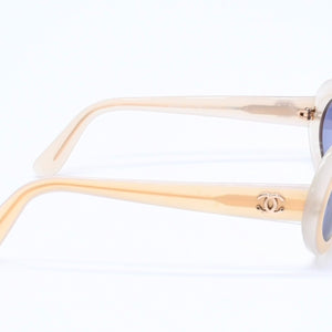 CHANEL Sunglasses Eyewear Coco Mark Beige Gold Hardware Acetate 07801 Good Condition Used 4a004921