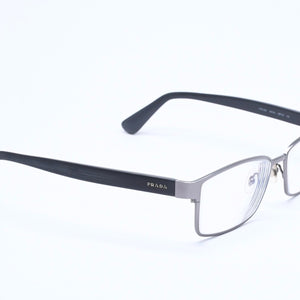 PRADA プラダ 眼鏡 メガネ アイウェア ブラックテンプル クリアレンズ サイドロゴ VPR 50S 56◻︎16 美品 中古 4a004923