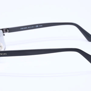 PRADA プラダ 眼鏡 メガネ アイウェア ブラックテンプル クリアレンズ サイドロゴ VPR 50S 56◻︎16 美品 中古 4a004923