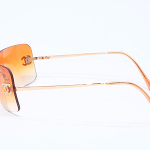 Mint condition CHANEL sunglasses, eyewear, rhinestone, Coco Mark, gold hardware, 4017-D 62◻17 120 Used 4a004919