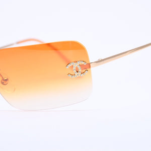 Mint condition CHANEL sunglasses, eyewear, rhinestone, Coco Mark, gold hardware, 4017-D 62◻17 120 Used 4a004919