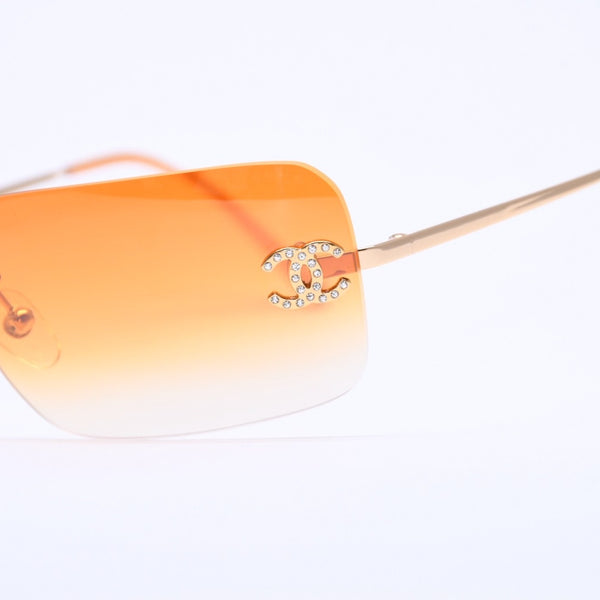 Mint condition CHANEL sunglasses, eyewear, rhinestone, Coco Mark, gold hardware, 4017-D 62◻17 120 Used 4a004919