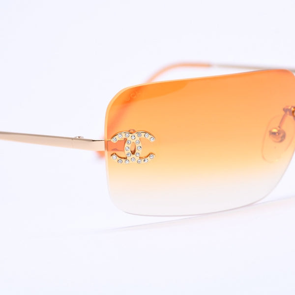 Mint condition CHANEL sunglasses, eyewear, rhinestone, Coco Mark, gold hardware, 4017-D 62◻17 120 Used 4a004919