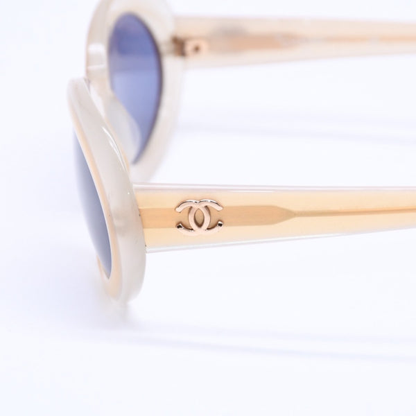 CHANEL Sunglasses Eyewear Coco Mark Beige Gold Hardware Acetate 07801 Good Condition Used 4a004921
